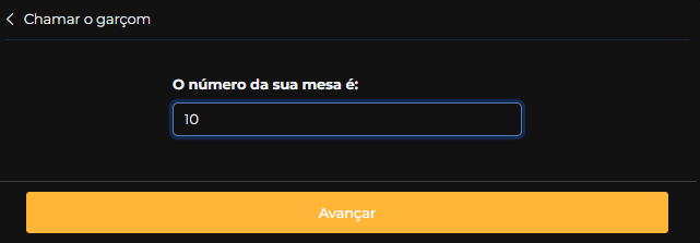 Informar número da mesa