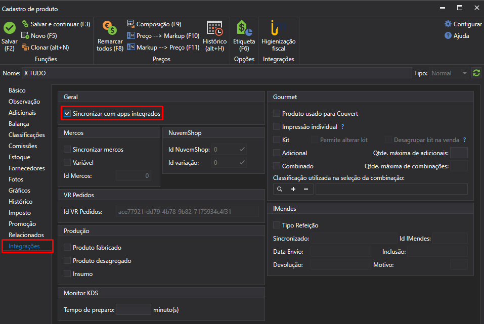 Sincronizar com apps integrados